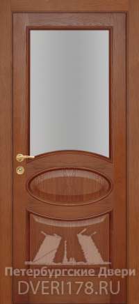 Дверь ДО Монарх 1 шпонированная в цвете Дуб коньяк стекло Сатинат Белый