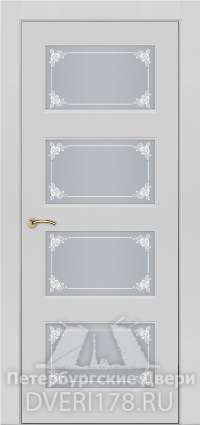 Дверь ПО EMMA 5 покрытая эмалью в цвете Серый стекло Сатинат Белый