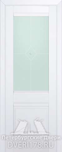 Двустворчатая дверь 2U из экошпона в цвете Аляска стекло Узор матовый 2