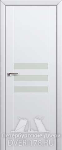 Двустворчатая дверь 74U из экошпона в цвете Аляска стекло Белый лак