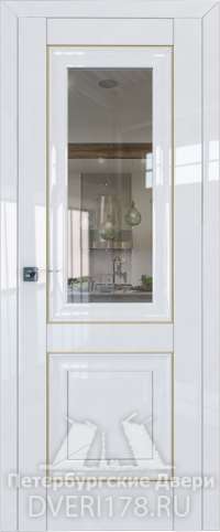 Дверь 28L покрытая эмалью в цвете Белый люкс стекло Прозрачное