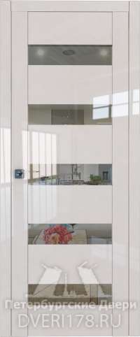 Распашная дверь 29L покрытая эмалью в цвете Магнолия люкс стекло Прозрачное