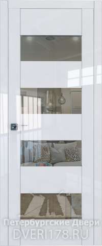 Двустворчатая дверь 46L покрытая эмалью в цвете Белый люкс стекло Прозрачное