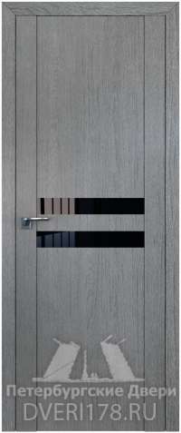 Рото-дверь 2.03XN из экошпона в цвете Грувд серый стекло Черный лак