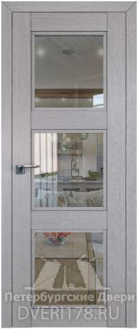 Двустворчатая дверь 2.27XN из экошпона в цвете Монблан стекло Прозрачное