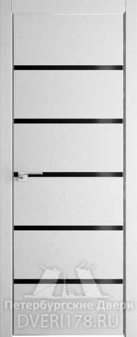 Двустворчатая дверь 13ZN из экошпона в цвете Монблан стекло Черный лак