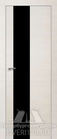 Двустворчатая дверь 5Z из экошпона в цвете Эш Вайт Кроскут стекло Черный лак