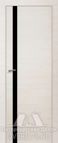 Двустворчатая дверь 6Z из экошпона в цвете Эш Вайт Кроскут стекло Черный лак