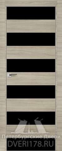 Двустворчатая дверь 8Z из экошпона в цвете Капуччино Кроскут стекло Черный лак