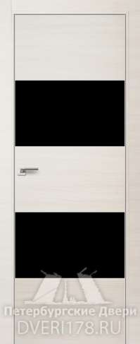 Двустворчатая дверь 10Z из экошпона в цвете Эш Вайт Кроскут стекло Черный лак