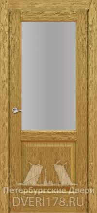 Дверь ПО Дублин 2 шпонированная в цвете Дуб натуральный  стекло Сатинат Белый