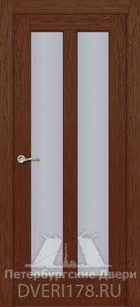 Дверь INVISIBLE ПО Дублин 4 шпонированная в цвете Дуб коньяк стекло Сатинат Белый