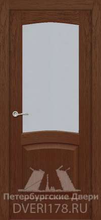 Рото-дверь ПО Дублин 7 шпонированная в цвете Дуб тобако стекло Сатинат Белый