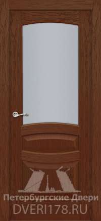 Дверь ПО Дублин 8 шпонированная в цвете Дуб коньяк стекло Сатинат Белый