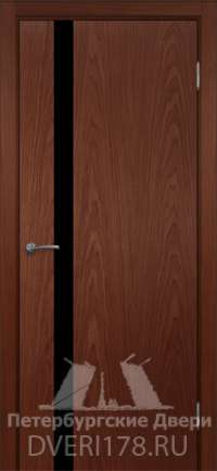 Дверь ПО Рокада 1 шпонированная в цвете Вишня стекло Стекло Черное AGS