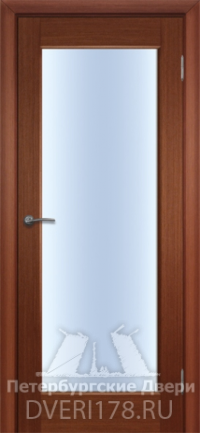 Двустворчатая дверь ПО Диана шпонированная в цвете Вишня стекло Сатинат Белый