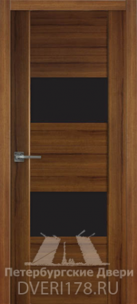 Двустворчатая дверь Line 13 из экошпона в цвете Орех стекло Стекло Черное AGS