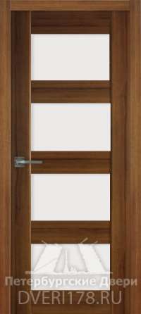 Двустворчатая дверь Line 15 из экошпона в цвете Орех стекло Стекло Белое AGS