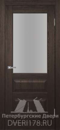 Дверь ДО элеганс 3 из экошпона в цвете Морёный Дуб стекло Сатинат Белый