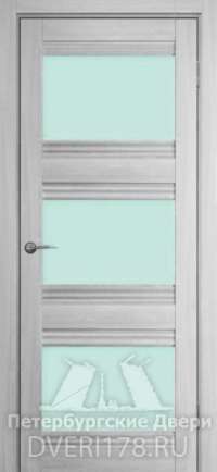 Дверь ДО мадрид-5 из экошпона в цвете Кремовый стекло Сатинат Белый