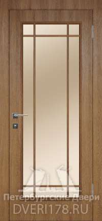 Дверь-купе ДО Тренд 3 из экошпона в цвете Тик стекло Сатинат Белый