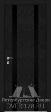 Дверь-пенал PO VALENCIA 2 шпонированная в цвете Черный ясень  стекло Стекло Черное AGS