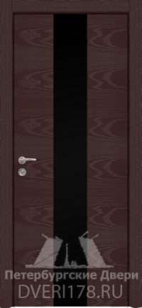 Дверь INVISIBLE PO VALENCIA 3 шпонированная в цвете ясень бренди стекло Стекло Черное AGS