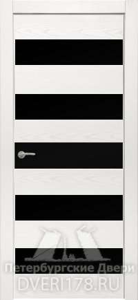 Дверь INVISIBLE  PO SORRENTO 5 шпонированная в цвете Ясень белый стекло Стекло Черное AGS