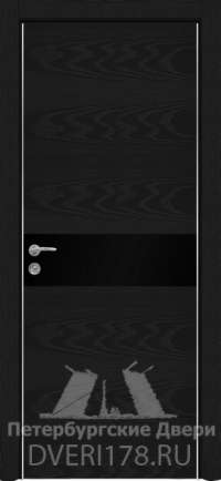 Дверь PO SORRENTO 1 шпонированная в цвете Черный ясень  стекло Стекло Черное AGS