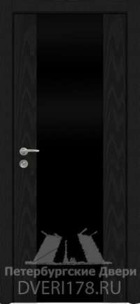 Двустворчатая дверь PO SEVILLA 6 шпонированная в цвете Черный ясень  стекло Стекло Черное AGS