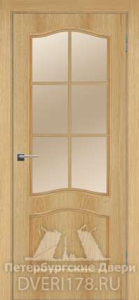 Дверь INVISIBLE ДО Веста 2 из экошпона в цвете Дуб Янтарь стекло Сатинат Белый