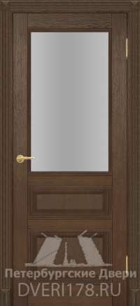 Дверь ДО Ринити из массива дуба в цвете Дуб сандал стекло Сатинат Белый