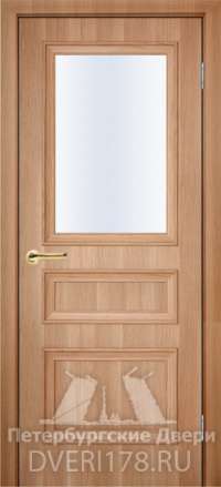 Дверь ДО Атлантика 2 из экошпона в цвете Дуб Янтарь стекло Сатинат Белый