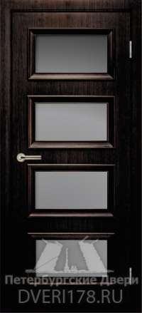 Дверь INVISIBLE ДО Атлантика 4 из экошпона в цвете Морёный Дуб стекло Сатинат Белый