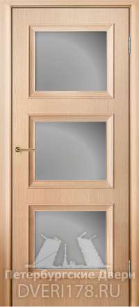 Дверь-пенал ДО Атлантика 3 из экошпона в цвете Дуб Янтарь стекло Сатинат Белый