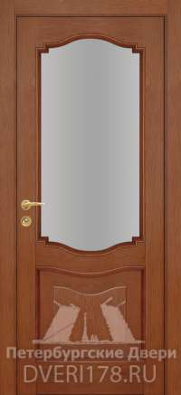 Дверь ДО Император 1 шпонированная в цвете Дуб коньяк стекло Сатинат Белый